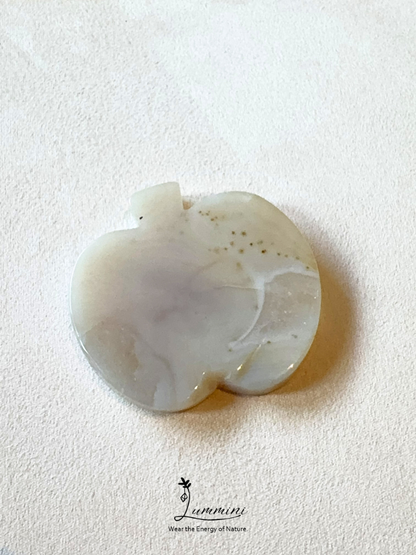 Natural Sakura Agate Apple Carving – One of a Kind
