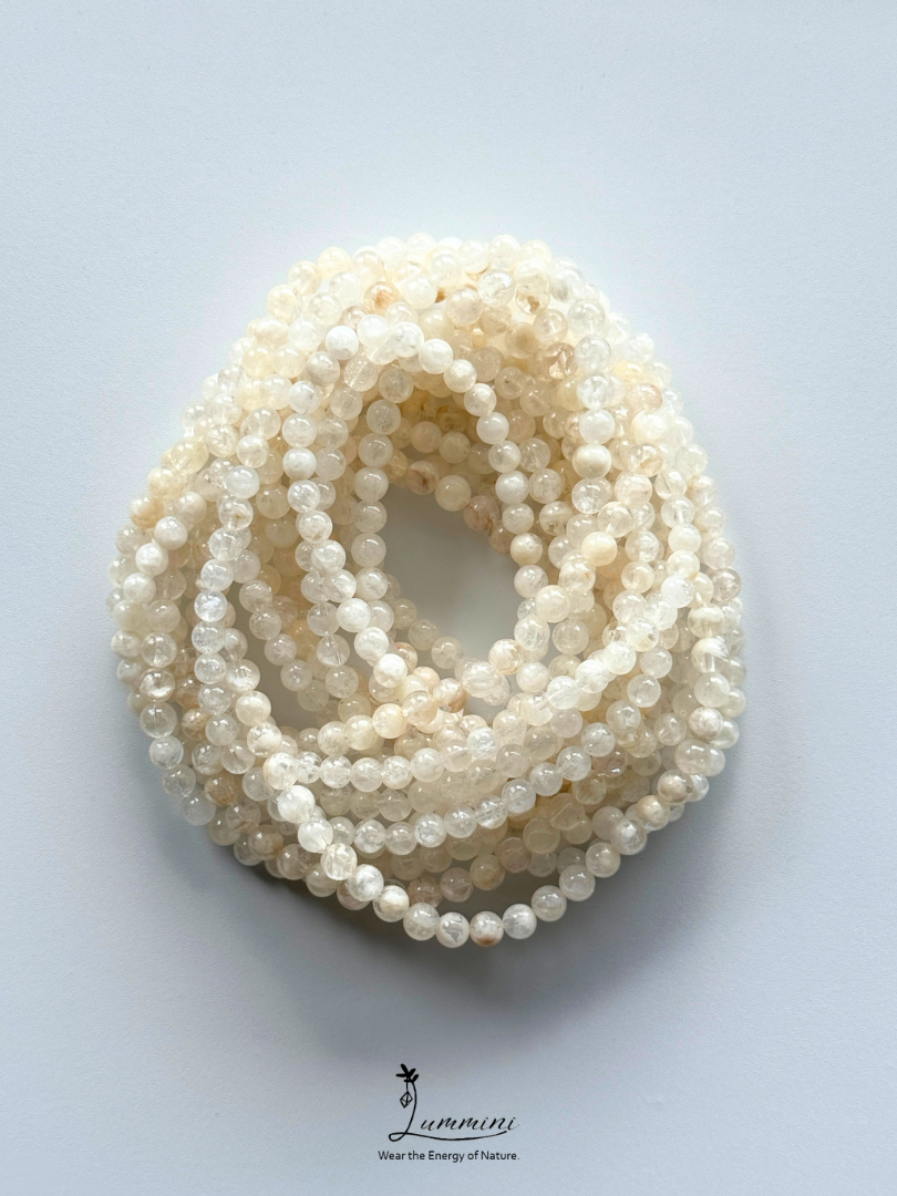 Natural White Garden Quartz Triple-Wrap Bracelet – 6–7mm – Random Selection