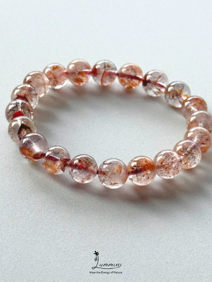 Natural Aurora 23 Quartz Bracelet – Golden Feather & Phantom-Like Inclusions, 10mm