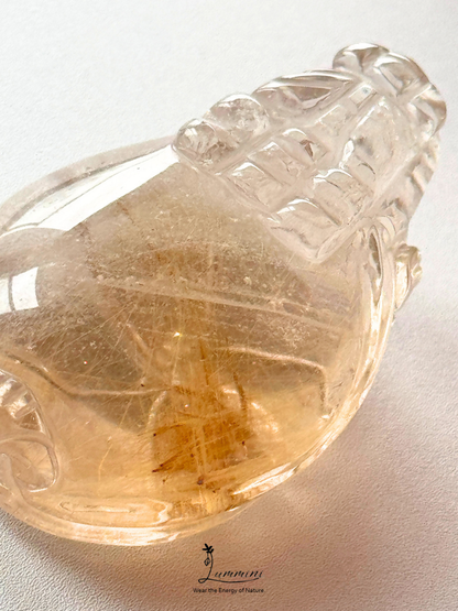 Collector Grade Natural Rutilated Quartz Dragon Turtle Carving - 30g