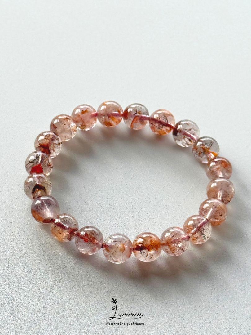 Natural Aurora 23 Quartz Bracelet – Golden Feather & Phantom-Like Inclusions, 10mm