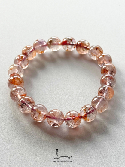 Natural Aurora 23 Quartz Bracelet – Golden Feather & Phantom-Like Inclusions, 10mm