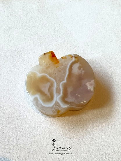 Natural Sakura Agate Apple Carving – One of a Kind
