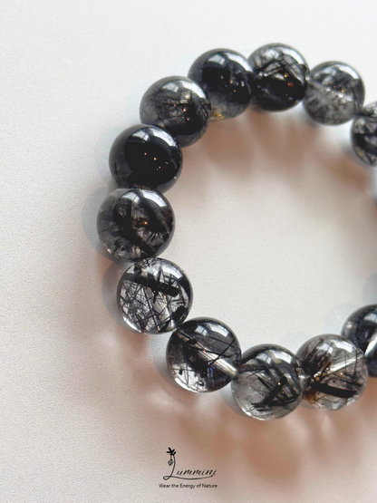 Natural Tourmalinated Quartz Statement Bracelet
