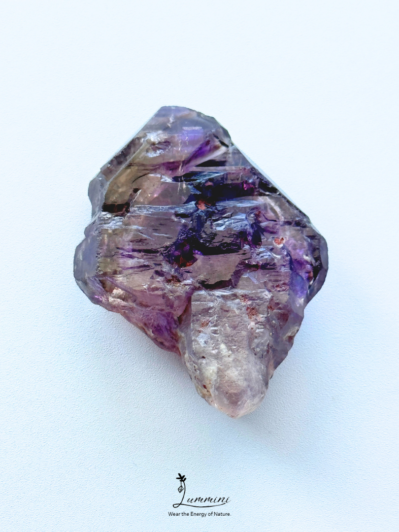 Natural Zimbabwe Super Seven Raw Crystal Specimen with Double-Sided Skeletal Growth, Circuit-Board – 32g, 51.5mm