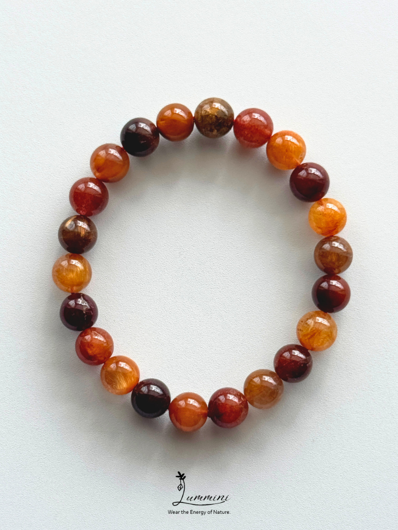 Natural Multicolour Rutilated Quartz Bracelet with Cat’s Eye Effect – Crowded Rutile – 9mm