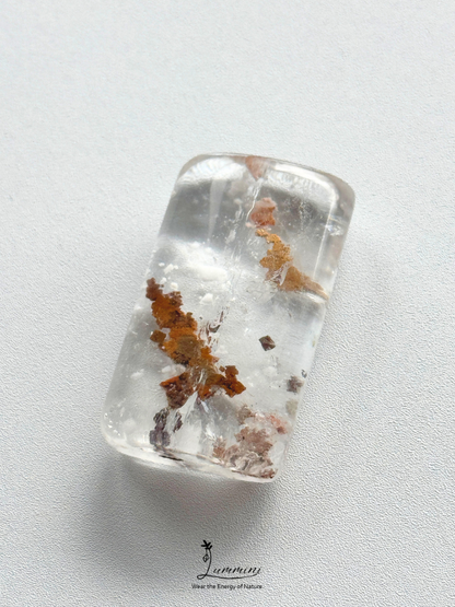 Natural Garden Quartz Pocket Stone with Calcite & Copper Mineral Inclusions – 15g, One of a Kind