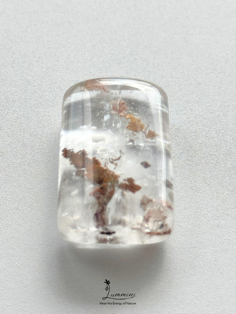 Natural Garden Quartz Pocket Stone with Calcite & Copper Mineral Inclusions – 15g, One of a Kind
