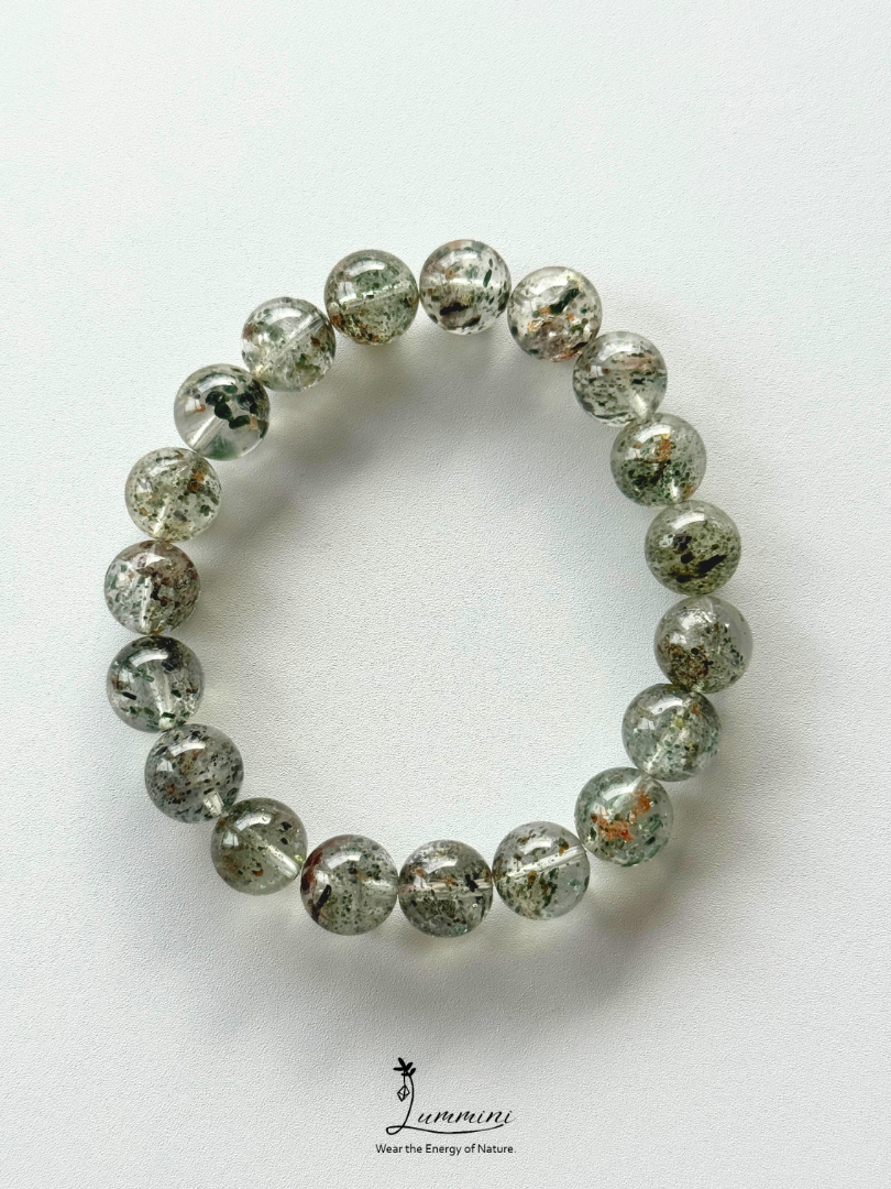 Rare Natural Green Mica Inclusion Quartz Bracelet – 10.5mm, One of a Kind, Gift Ready