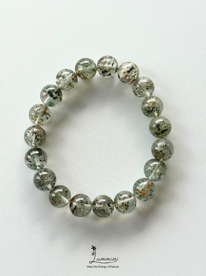 Rare Natural Green Mica Inclusion Quartz Bracelet – 10.5mm, One of a Kind, Gift Ready