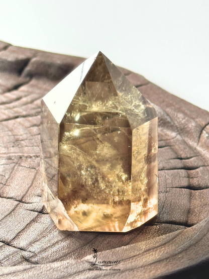 Natural Tea-Gold Citrine Tower with Rainbow –140g, 6.2cm, One of a Kind