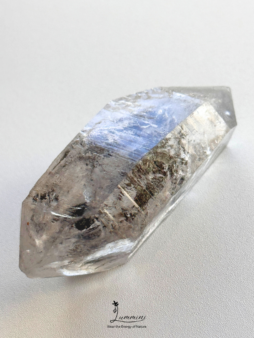 Natural Guizhou Herkimer Quartz Point – Original Skin – Black Flowing Sand Inclusion – 42g, 59mm