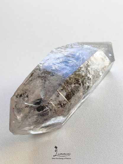 Natural Guizhou Herkimer Quartz Point – Original Skin – Black Flowing Sand Inclusion – 42g, 59mm