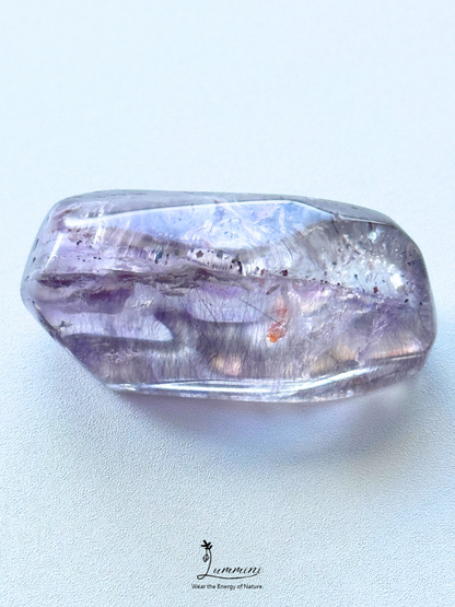 Natural Super Seven Freeform Pocket Stone with White Skeletal & Spider-Lily-Like Red & Black Inclusions –  21g, 38.5mm