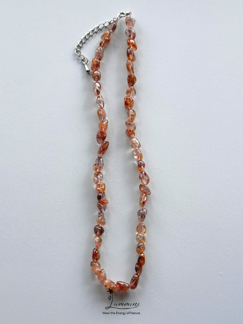 Rare Natural Aurora 23 Inclusion Quartz Nugget Necklace with Golden Feather Inclusions -  One of a Kind