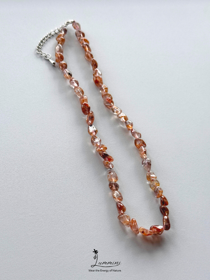 Rare Natural Aurora 23 Inclusion Quartz Nugget Necklace with Golden Feather Inclusions -  One of a Kind