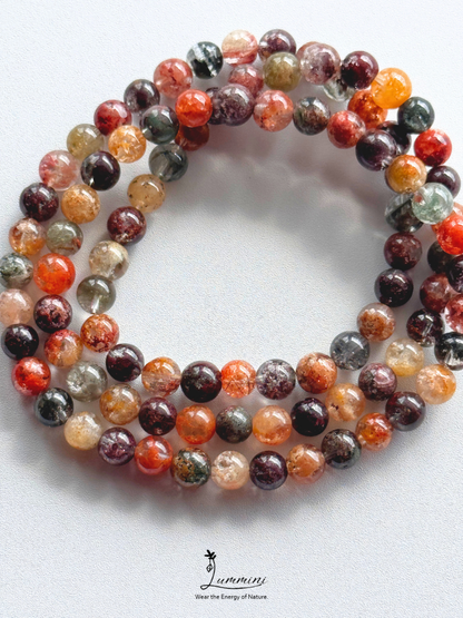 Natural Four Seasons Garden Quartz Triple-Wrap Bracelet – 6mm