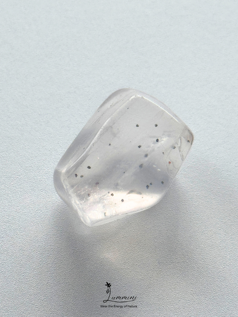 Natural Clear Inclusion Quartz Pocket Stone with Copper Mineral Inclusions – 18g, One of a Kind