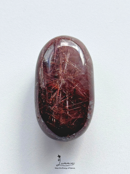 Natural Red Rutilated Quartz Palm Stone – 36g, One of a Kind