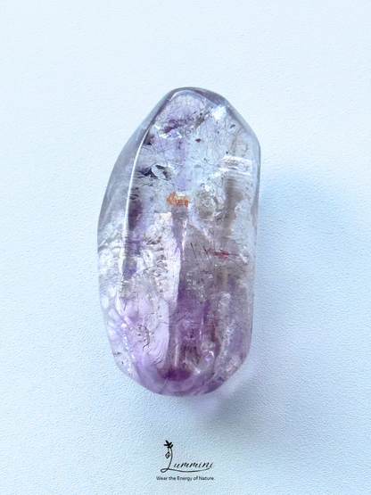 Natural Super Seven Freeform Pocket Stone with White Skeletal & Spider-Lily-Like Red & Black Inclusions –  21g, 38.5mm
