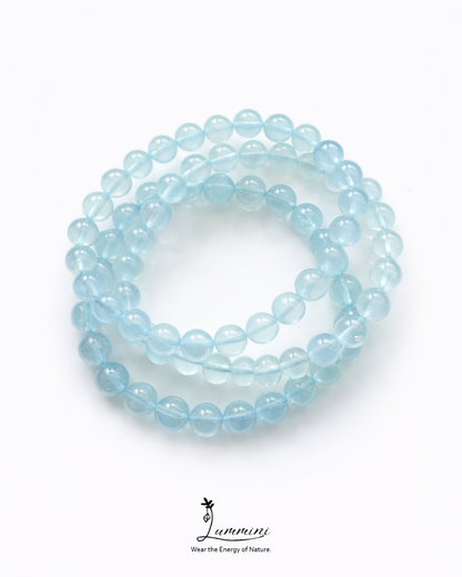 Aquamarine Bracelet · Ocean Calm & Clarity · 7.5mm /  8mm