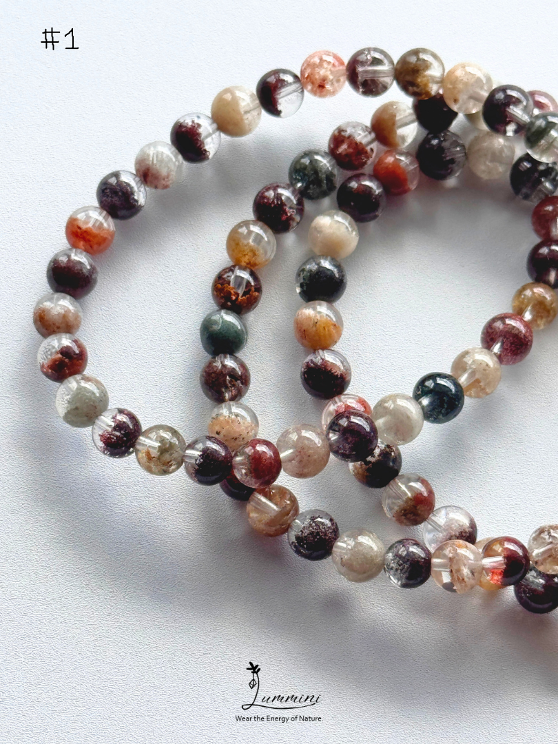 Natural Four Seasons Garden Quartz Triple-Wrap Bracelet – 6mm & 6.5mm, One of a Kind