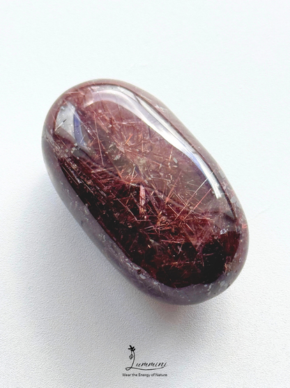 Natural Red Rutilated Quartz Palm Stone – 36g, One of a Kind