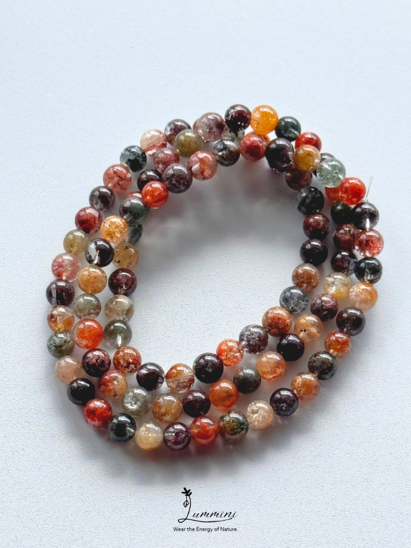 Natural Four Seasons Garden Quartz Triple-Wrap Bracelet – 6mm