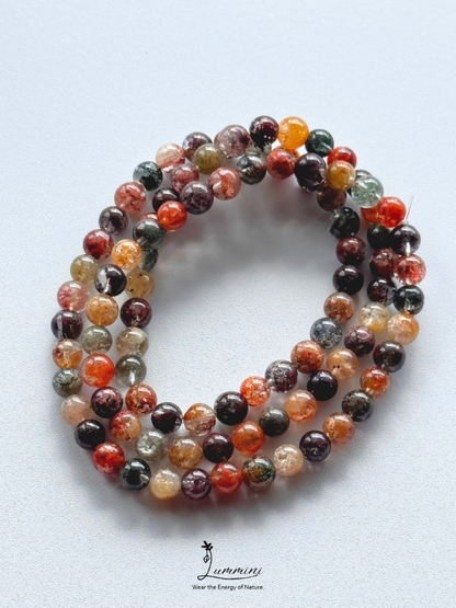 Natural Four Seasons Garden Quartz Triple-Wrap Bracelet – 6mm