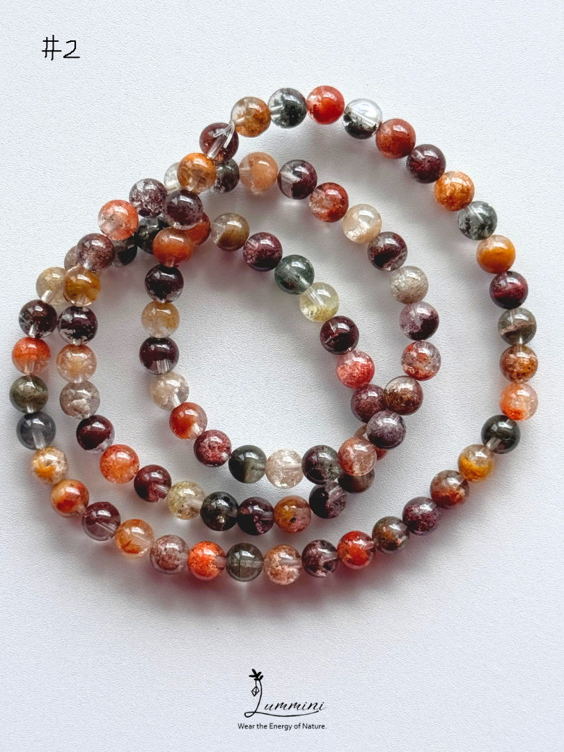 Natural Four Seasons Garden Quartz Triple-Wrap Bracelet – 6mm & 6.5mm, One of a Kind
