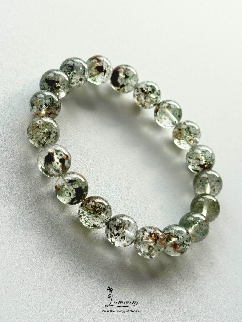 Rare Natural Green Mica Inclusion Quartz Bracelet – 10.5mm, One of a Kind, Gift Ready
