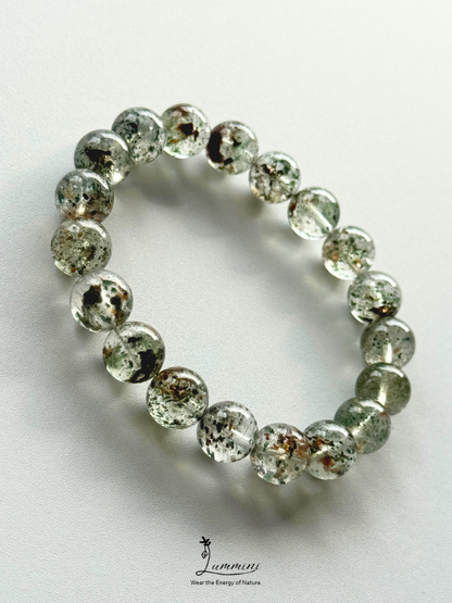 Rare Natural Green Mica Inclusion Quartz Bracelet – 10.5mm, One of a Kind, Gift Ready