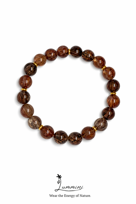 Black Gold Super Seven Bracelet · High Vibration & Protection · 11mm · Gold-Plated Spacer