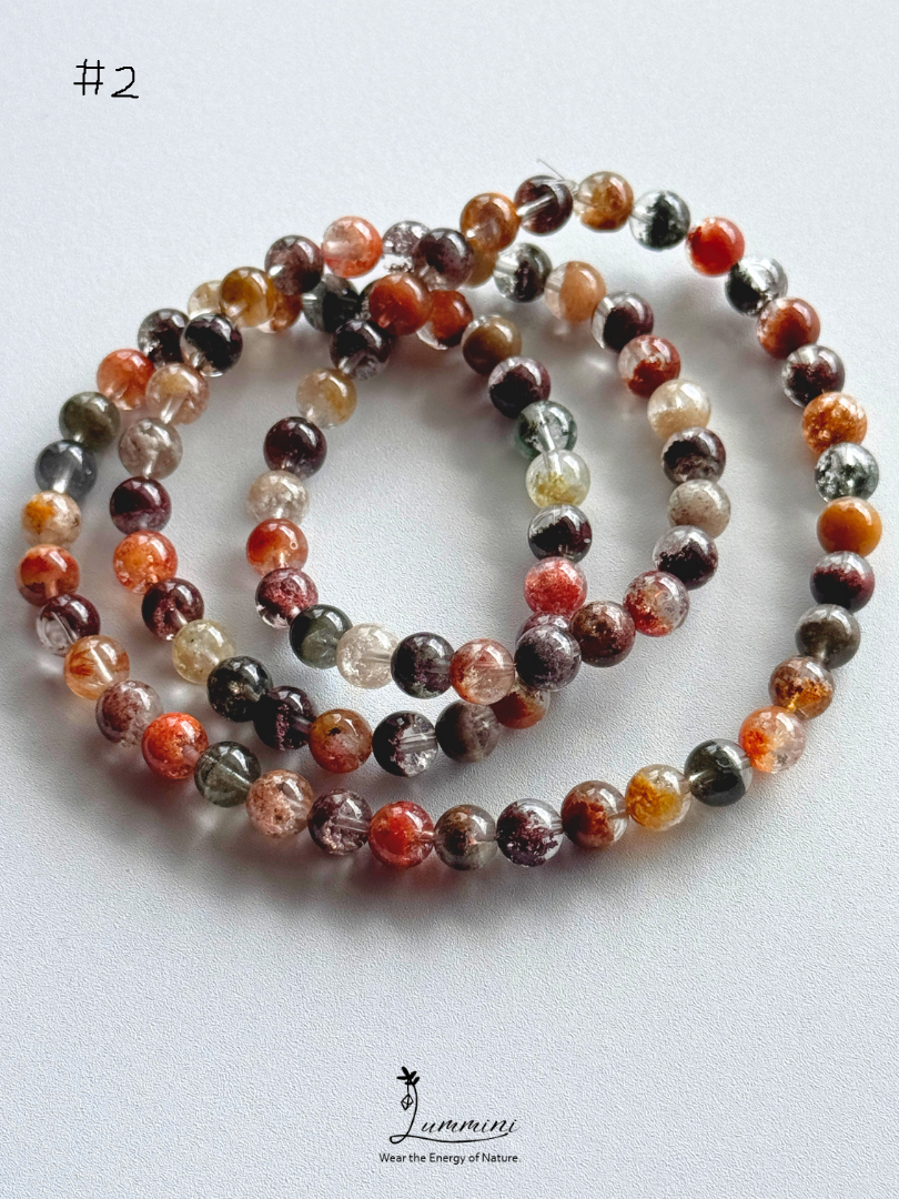 Natural Four Seasons Garden Quartz Triple-Wrap Bracelet – 6mm & 6.5mm, One of a Kind