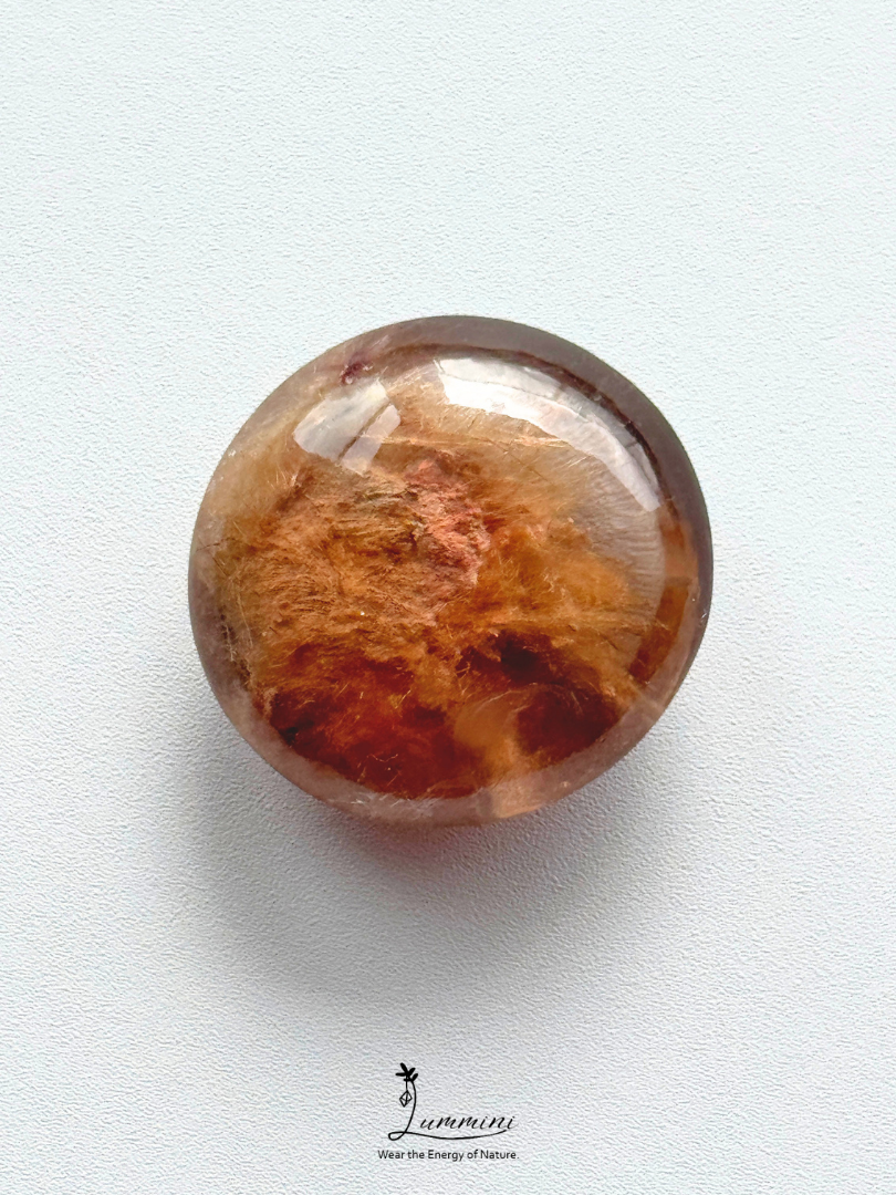 Rare Natural Scenic Garden Quartz Pocket Stone with Dense Golden Hair Inclusions