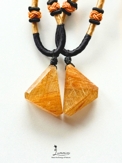 Artisan Natural Gold Rutilated Quartz Matching Necklace Set – Pair, Gift Selection, Gift Ready, Value Pack!!