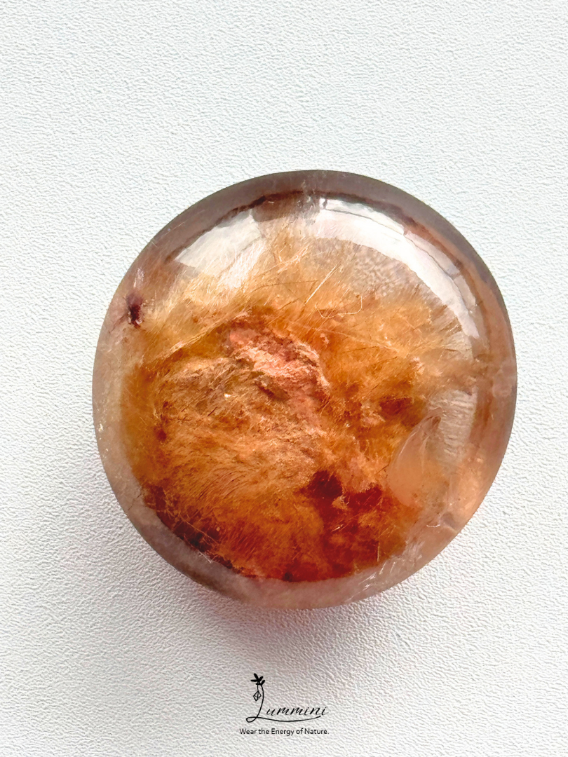 Rare Natural Scenic Garden Quartz Pocket Stone with Dense Golden Hair Inclusions