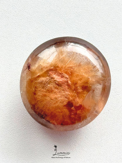 Rare Natural Scenic Garden Quartz Pocket Stone with Dense Golden Hair Inclusions