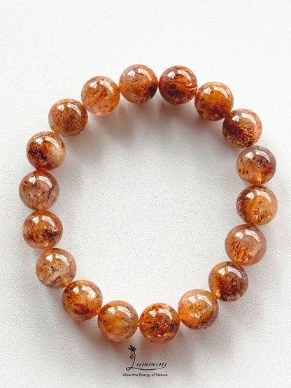 Rare Natural Aurora 23 Quartz Bracelet – Golden Feather & Phantom-Like Inclusions, 11.5mm