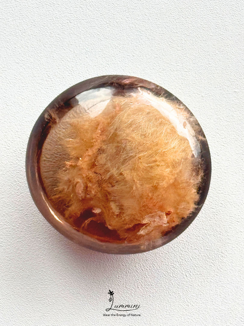Rare Natural Scenic Garden Quartz Pocket Stone with Dense Golden Hair Inclusions