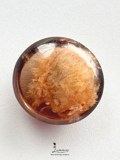 Rare Natural Scenic Garden Quartz Pocket Stone with Dense Golden Hair Inclusions