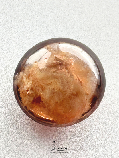 Rare Natural Scenic Garden Quartz Pocket Stone with Dense Golden Hair Inclusions