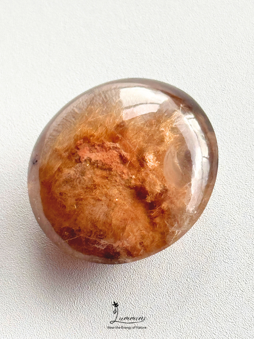 Rare Natural Scenic Garden Quartz Pocket Stone with Dense Golden Hair Inclusions