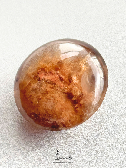 Rare Natural Scenic Garden Quartz Pocket Stone with Dense Golden Hair Inclusions