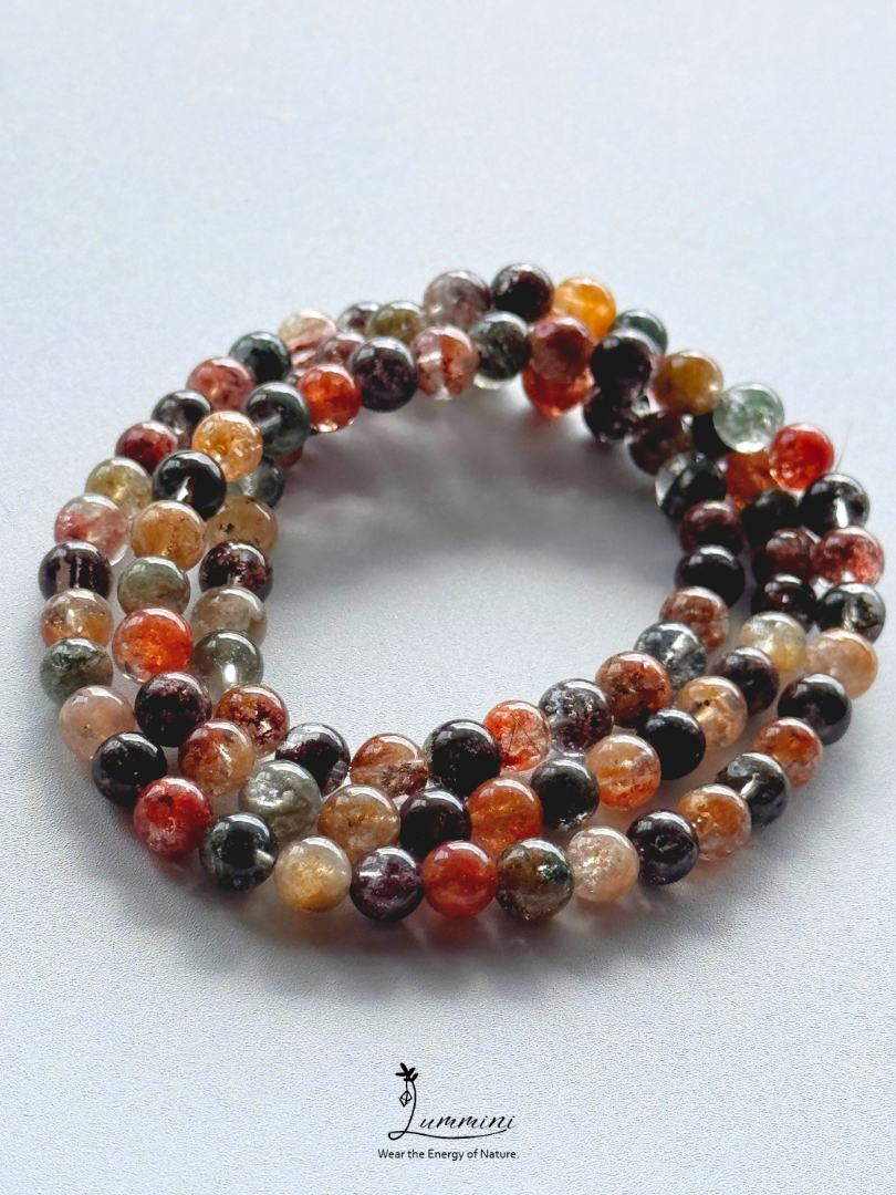Natural Four Seasons Garden Quartz Triple-Wrap Bracelet – 6mm