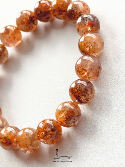 Rare Natural Aurora 23 Quartz Bracelet – Golden Feather & Phantom-Like Inclusions, 11.5mm