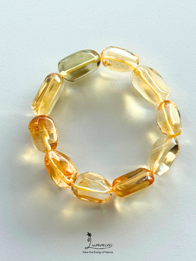 Premium Brazil Natural Citrine Freeform Bracelet – 12–13 mm, One of a Kind, Gift Ready