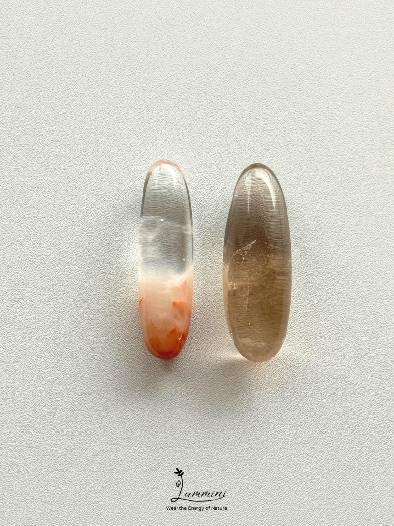 Natural Included Quartz Pocket Stone /  Capsule Value Pack – Rabbit Hair & Smoky Inclusion, 2 Pieces