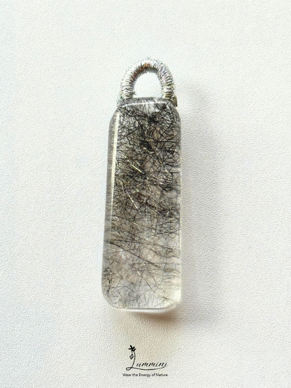 Natural Black Rutilated Quartz Pendant – 34.5mm