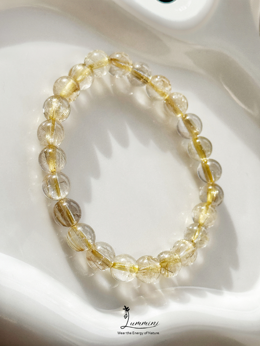 Bold Golden Rutilated Quartz Bracelet · Fine Gold Rutile · 7.5mm